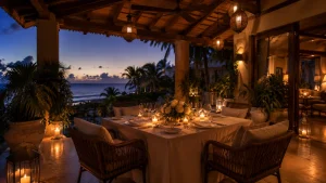 Private chef plating an elegant main course for a romantic dinner for two