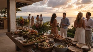 Riviera Maya party with bartender service, cocktails and canapés beside a private villa pool