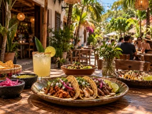 Tulum Food Guide villa dinner with fresh seafood, wine and a relaxed sunset setting