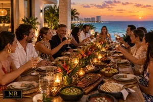 Cancun Hotel Zone catering for a group dinner at a private villa