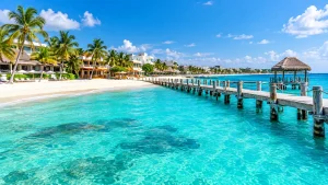 4 day Playa del Carmen itinerary showing the beach and pier in Playa del Carmen