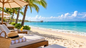 Beach and pier view near Playacar in Playa del Carmen as part of a 4 day Playa del Carmen itinerary