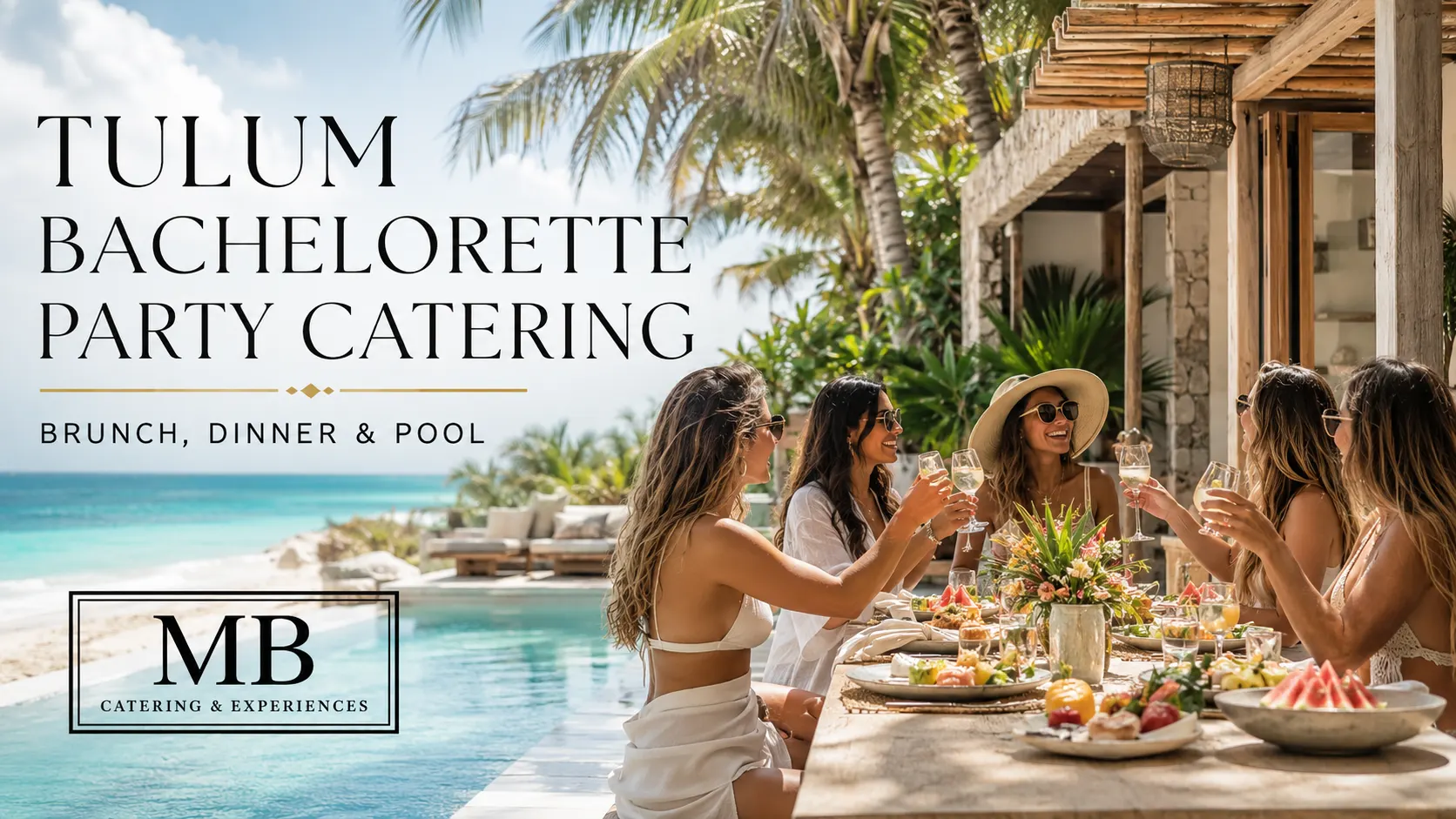 Tulum bachelorette party catering with brunch, dinner and poolside food at a private villa