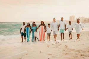 Multigenerational family vacation in Cancun during a relaxed beach day