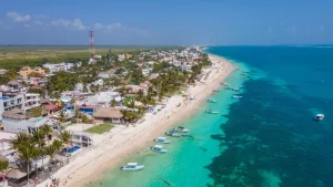 Puerto Morelos beachfront and town on the Riviera Maya coast