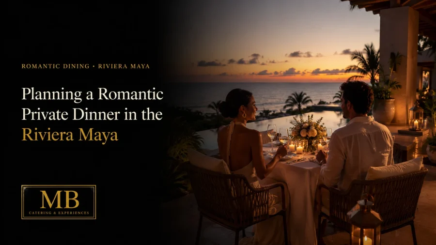 Romantic dinner in the Riviera Maya at a private oceanfront villa