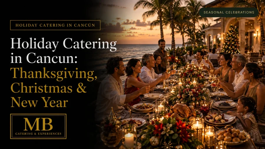 Holiday Catering in Cancun for Thanksgiving, Christmas and New Year at a private oceanfront villa